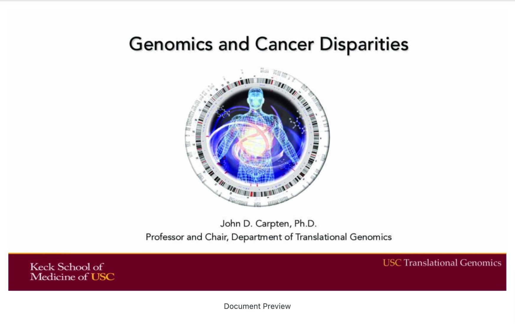 Genomics and Cancer Disparities