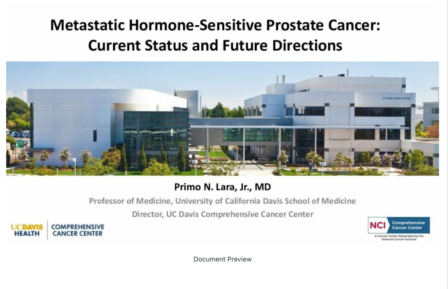 State of the Art: Hormone-sensitive Prostate Cancer