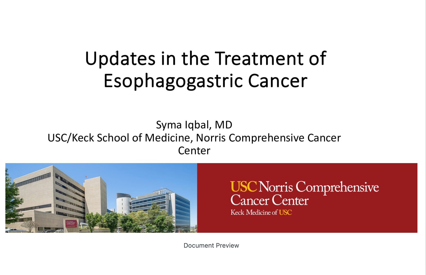 Advances in Esophageal and Gastric Cancer