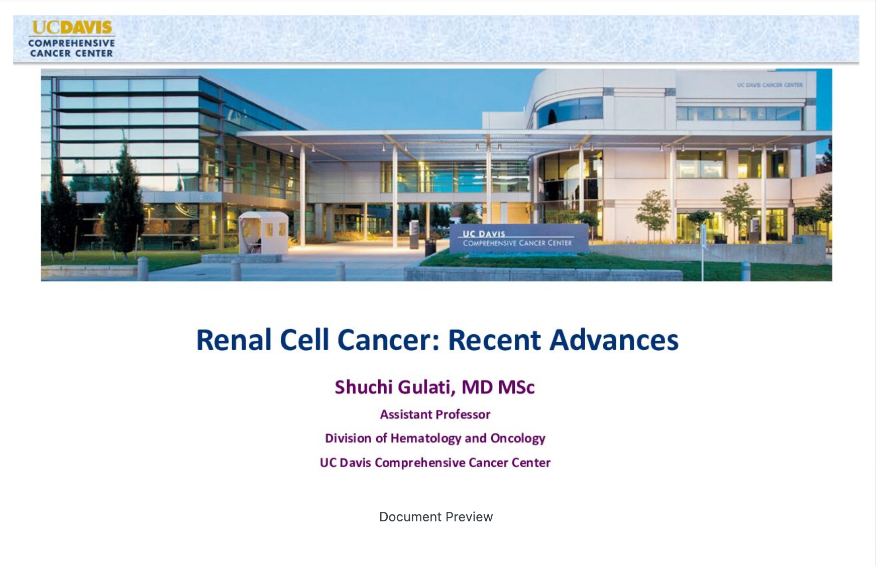 Renal Cell Cancer: Recent Advances