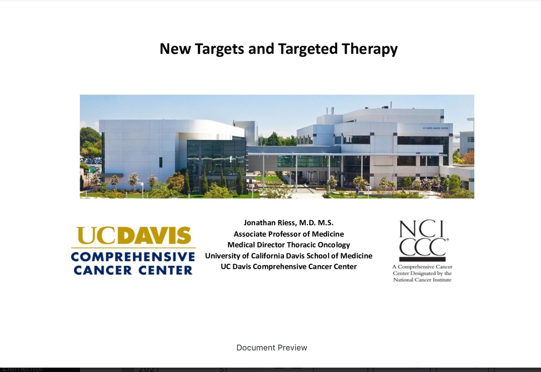 Updates in Targeted Therapy for NSCLC