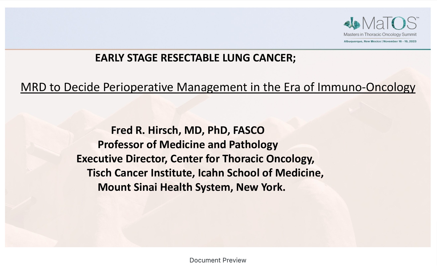 MRD to Decide Perioperative Management in the Era of Immuno-Oncology